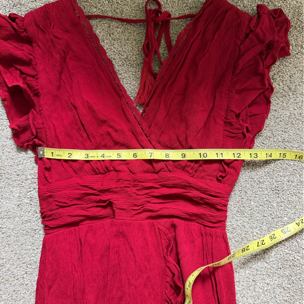 NWT Altar’d State Midi Ruffle Dress in Burgundy Red Size XS Holiday Party Guest - Picture 13 of 16